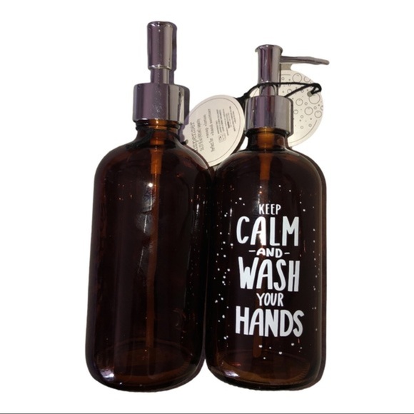 Farmhouse style Amber glass stainless steel pump soap liquid dispenser new‎ - Picture 5 of 6